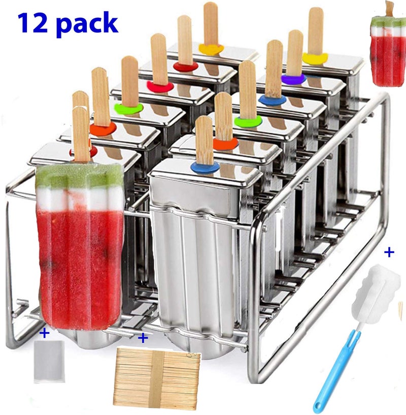 pizety 12 cavity mold stainless steel popsicle mold metal ice pop molds bpa free -ice Cream Ice Lolly Popsicle Mold pop molds with wooden sticks-ice pop maker molds popsicle mold stainless steel - Image 3